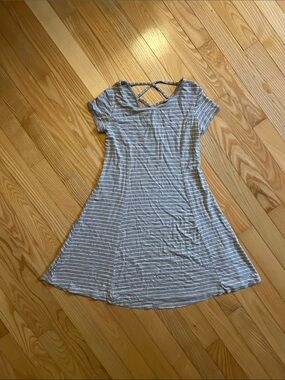 art class Gray and White Striped Casual Knit Dress